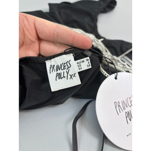 Princess Polly women's 6 black Keating bodysuit lace square neck sleeveless NWT - Picture 8 of 9